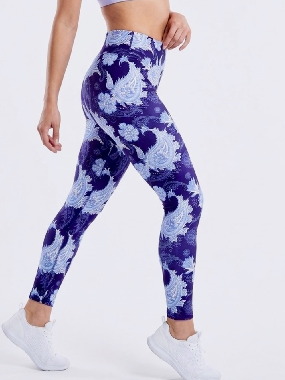 DREAM LEGGINGS Blue & White Chinoiserie Paisley Printed Yoga Leggings NWT